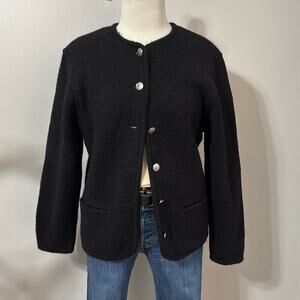 Tally Ho Black Wool Vintage Cardigan Sweater Size L